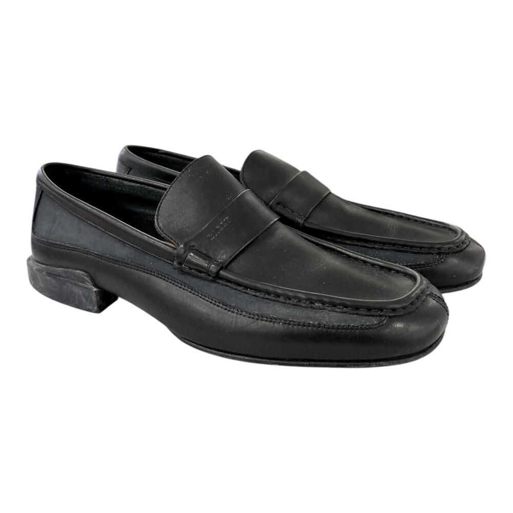 BALLY RUMO BLACK BLUE DUO TONE LEATHER MOC TOE STRAP LOAFER MENS 8 E